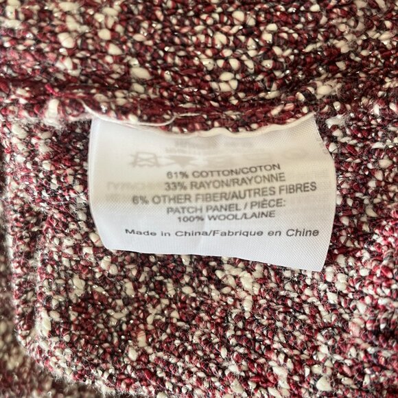 Tory Burch Women's Sweater Large Maroon Tweed Metallic Pullover Long Sleeve - Picture 7 of 10